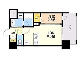 シーズンフラッツ渡辺通 1LDKの間取図画像