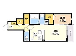シャロームセブン平尾 1LDKの間取図画像