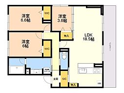 TORISIA平和 3LDKの間取図画像