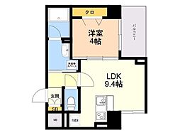 Kyokuyouモダンベース天神 1LDKの間取図画像