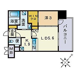 エンクレスト天神AVANT 2Kの間取図画像