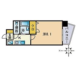 エルパルケ平尾 1Kの間取図画像