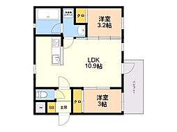 MODERN ASPIRATION 薬院Court 2丁目 2LDKの間取図画像