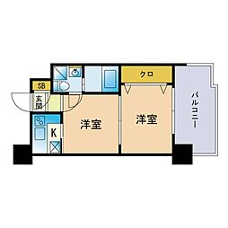 エステート・モア薬院通り 2Kの間取図画像