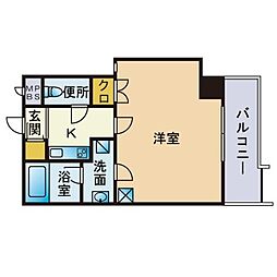 エンクレスト白金 1Kの間取図画像