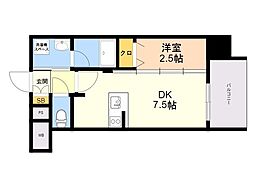 エンクレスト天神南PURE 1DKの間取図画像