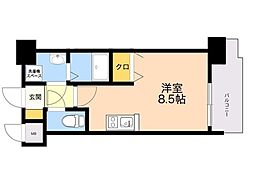 エンクレスト天神LIFE ワンルームの間取図画像