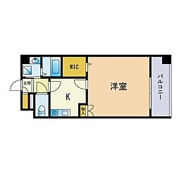 シエル薬院 1Kの間取図画像