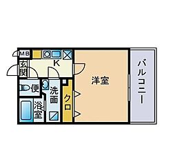 クレスティアステージア天神 1Kの間取図画像