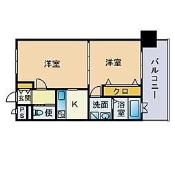エンクレスト天神南3 2Kの間取図画像