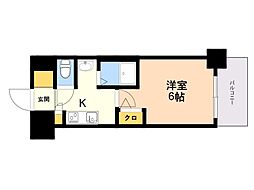 エルプレイス天神南 1Kの間取図画像