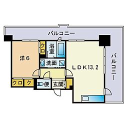 テングッド渡辺通 1LDKの間取図画像