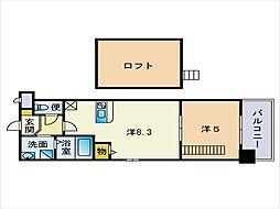 リバティ平尾 1LDKの間取図画像