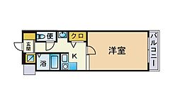 エンクレスト天神2 1Kの間取図画像