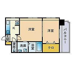エステート・モア薬院シャンブル 2Kの間取図画像