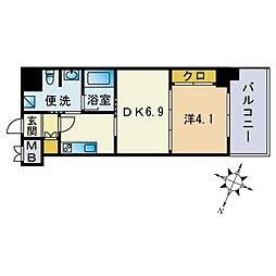 レジディア警固 1DKの間取図画像