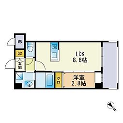 アルティザ平尾 1LDKの間取図画像
