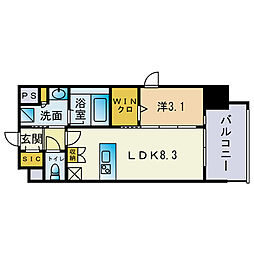 シーズンフラッツ高砂 1LDKの間取図画像