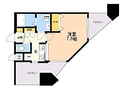 エンクレスト天神2 1Kの間取図画像
