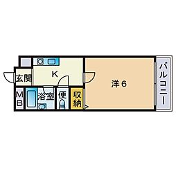 ラフィーネ平尾 1Kの間取図画像