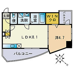 ステージア平尾 1LDKの間取図画像