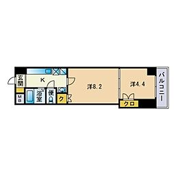 ロイヤル天神南200 2Kの間取図画像