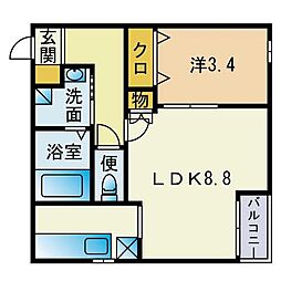 Y'sスクエア天神南 1LDKの間取図画像