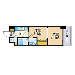 グランフォーレ桜坂ステーションプラザ 2Kの間取図画像