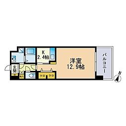 エスティメゾン薬院 1Kの間取図画像