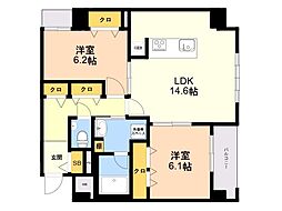 仮称)渡辺通4丁目プロジェクト 2LDKの間取図画像