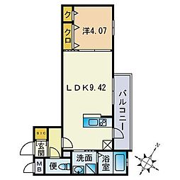 フォルモサ美野島 5階1LDKの間取り