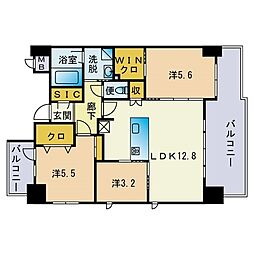 アクシオン博多リヴァージュ 3LDKの間取図画像