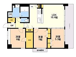 ビオネ美野島 3LDKの間取図画像
