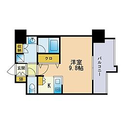 エンクレスト博多THETIME ワンルームの間取図画像