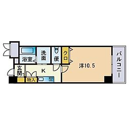 メープル博多倶楽部 1Kの間取図画像
