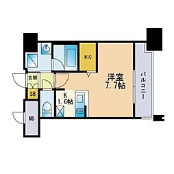 エンクレスト博多 ワンルームの間取図画像