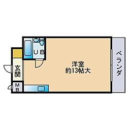 エトワール博多 1Kの間取図画像
