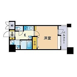エンクレスト中呉服 1Kの間取図画像