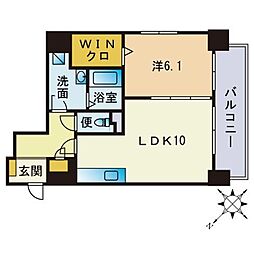 コンフォール博多駅南 1LDKの間取図画像