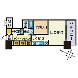 RJRプレシア博多楽水園 1LDKの間取図画像