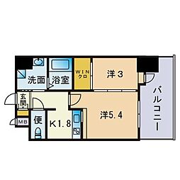エンクレスト博多駅前ART 1LDKの間取図画像