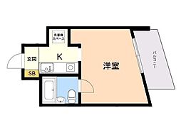 マーブル住吉 ワンルームの間取図画像