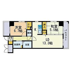 メープル博多倶楽部 2LDKの間取図画像