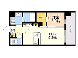 LIBTH博多住吉PREMIER 1LDKの間取図画像