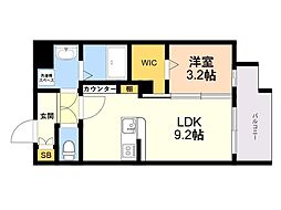LIBTH博多住吉PREMIER 1LDKの間取図画像