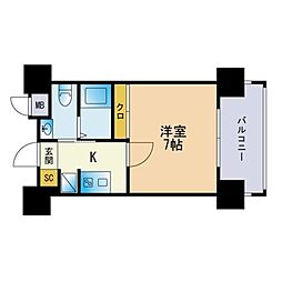 サヴォイザ・セントラルガーデン 1Kの間取図画像
