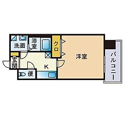 エンクレスト博多駅前3 1Kの間取図画像