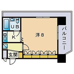 グランピア博多駅前 ワンルームの間取図画像