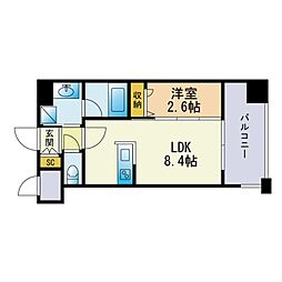 ラクラス博多 1LDKの間取図画像