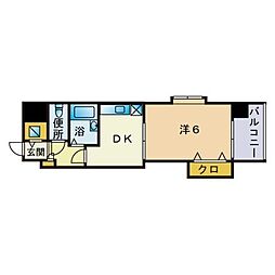 クロスステージ博多駅前 1Kの間取図画像